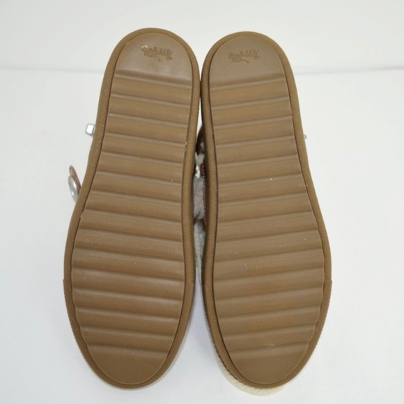 Authentic Coach Brown Leather Shearling Lace-Up Wedge Booties Boots 9 - Picture 8 of 12